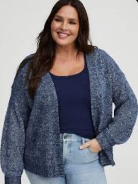 torrid Navy Blue Marled Open-Front Knit Cardigan
